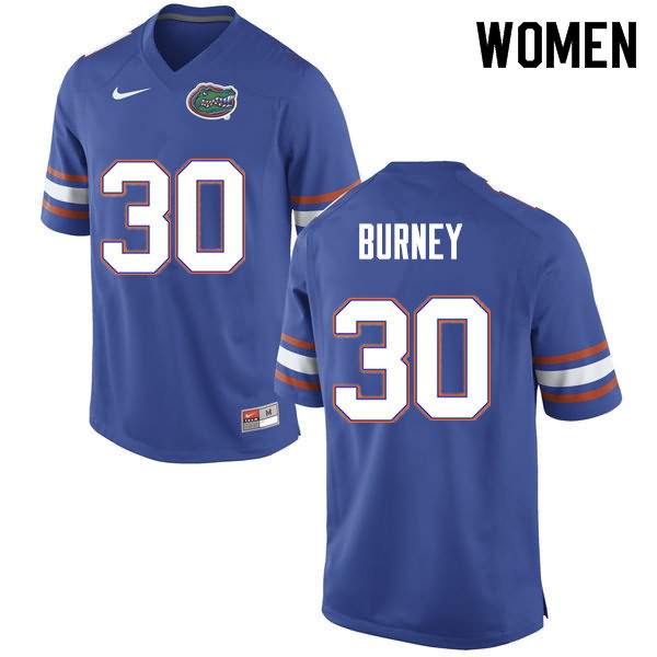 Women's NCAA Florida Gators Amari Burney #30 Stitched Authentic Nike Blue College Football Jersey PTA8665WC